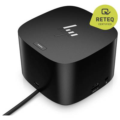 Black cubic desktop device with cable attached, top indicator lights and a power button, labeled 'RETEQ CERTIFIED' in the corner.
