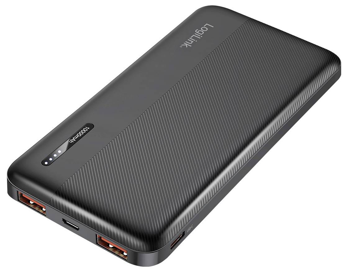 LogiLink PA0372 Power bank 10000 mAh Fast Charge Li-ion Black Status display-1