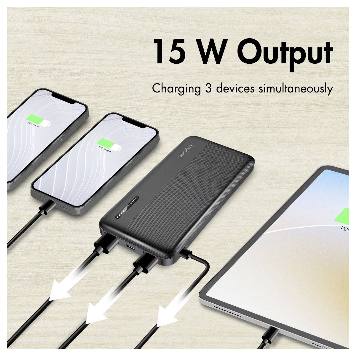 LogiLink PA0372 Power bank 10000 mAh Fast Charge Li-ion Black Status display-4