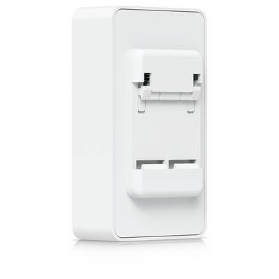 White wall-mounted dual Ethernet network jack outlet cover with two stacked port openings.