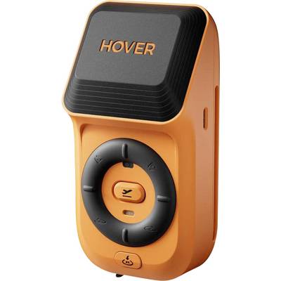 Orange HOVER handheld device with a large square top panel and circular dial controls on the front.