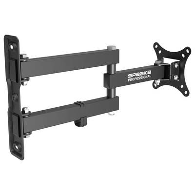 Adjustable black TV wall mount arm with VESA plate, labeled 'SpeaKa Professional', shown extended on a white background.