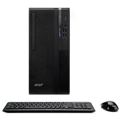 Acer desktop tower with keyboard and mouse shown on a white background.