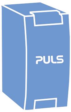 Blue product box or carton labeled 'PULS' in white on the front.