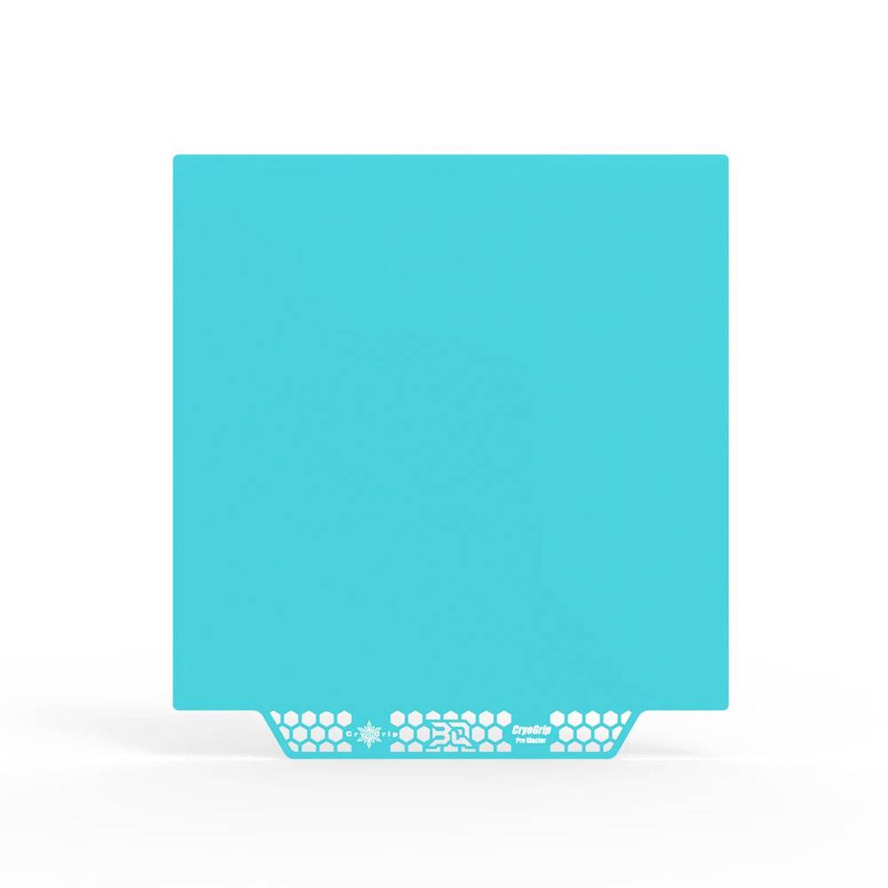 Turquoise square product package with a small honeycomb-patterned label strip and tiny white logo text at the bottom.