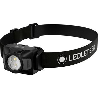 Black LED Lenser headlamp with an adjustable elastic strap, shown on a white background.<br>