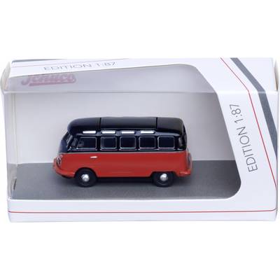 Toy red-and-black van model displayed in its 'EDITION 1:87' retail box.