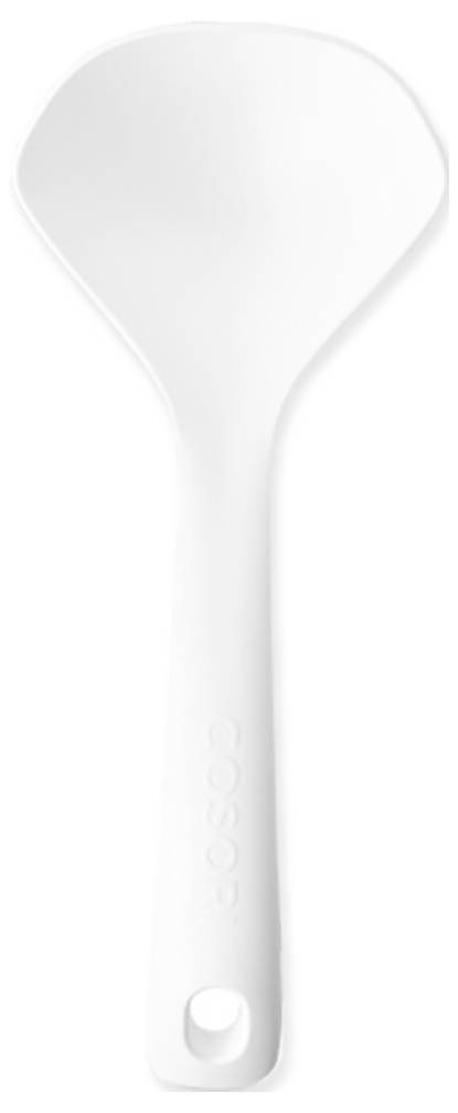 White plastic toilet brush with a rounded head and long handle, shown on a plain white background.
