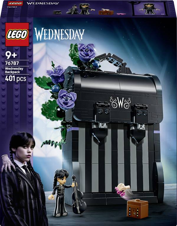 76787 LEGO® Wednesday Backpack; fantasy game set with the ice-cold hand, a cello and gothic room decor; birthday present
