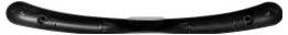 Black curved plastic handle or bar with screw holes on both ends, shown isolated on a white background.