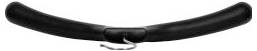 Black curved handlebar with a central clamp, likely for a bicycle or scooter.