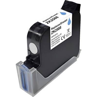 Black ink cartridge labeled 'Replace/Ersetzt ZK2588' with blue ink droplet icon, shown in a gray holder on a white background.