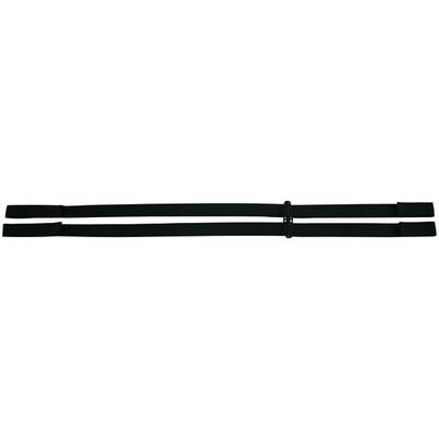 Two long black straps or belts laid horizontally, with a buckle-like clasp near the right end.