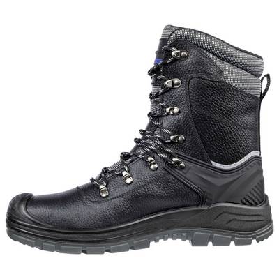 Black high-top hiking boot with laces, rugged sole, and padded collar, shown in profile on a white background.