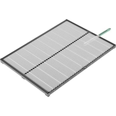 Rectangular LED light panel with a black frame and a green power cable attached at the top right.