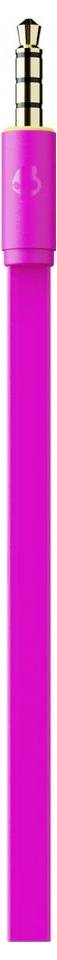 Bright pink audio cable with a gold 3.5 mm jack on a white background.