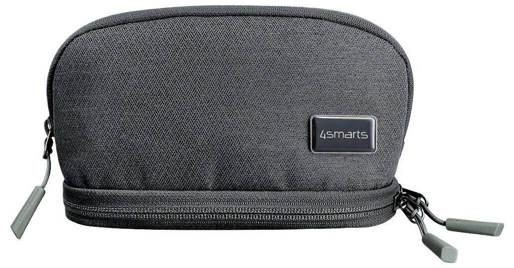 Gray 4smarts zippered carrying case with a top handle and two side zipper pulls on a white background.