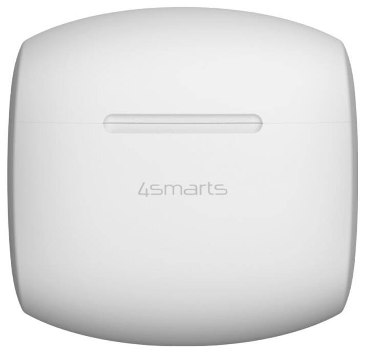 White 4smarts wireless earbuds charging case with a centered status light and logo on the front, shown against a plain background.