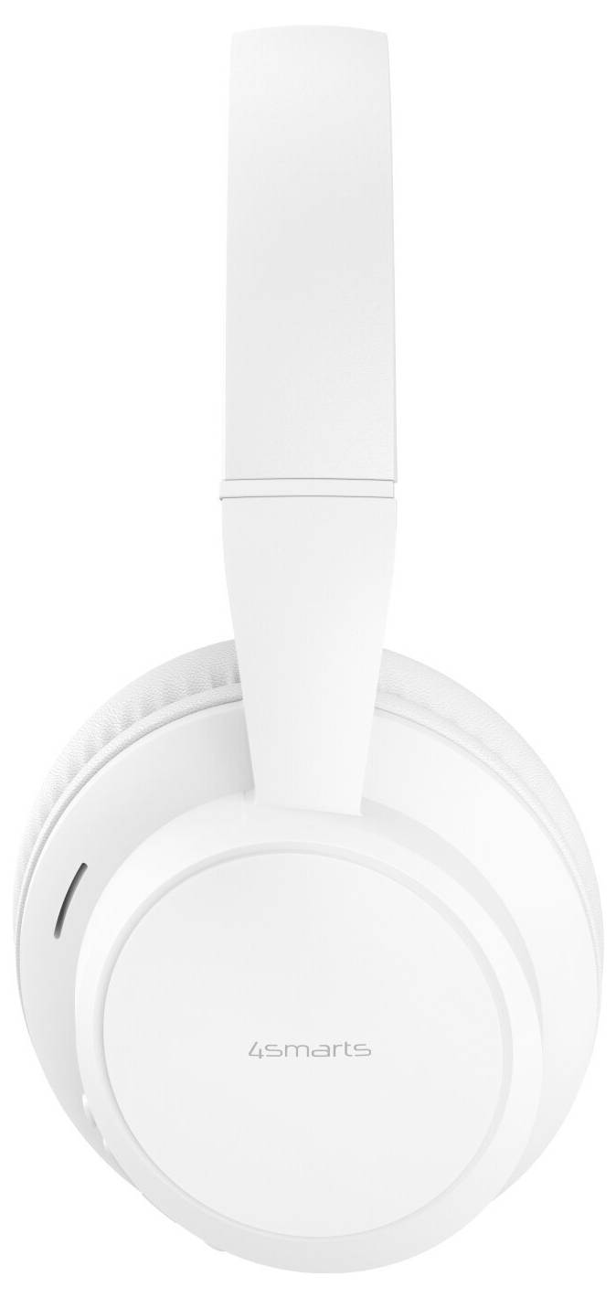 White over-ear headphones with a tall upright headband, shown front-facing on a white background, with '4smarts' logo on the earcup.