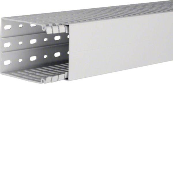 Perforated metal cable tray with a solid cover, shown in perspective on a white background.