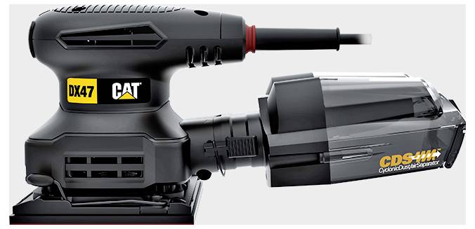 Black CAT DX47 industrial cyber vacuum device with clear dust chamber and side nozzle attachment on a light background