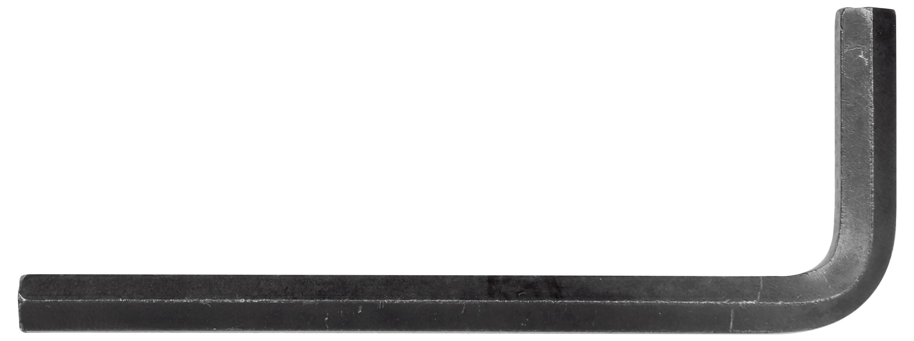 L-shaped metal hex key wrench on a white background.