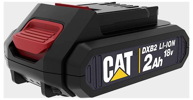 Black CAT DXB2 18v 2Ah lithium-ion battery pack with red release latch<br>