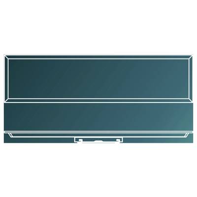 Blank teal presentation slide template with a beveled white border and a small centered tab at the bottom.