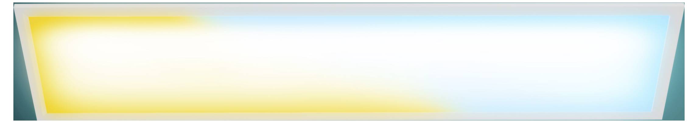 A blank horizontal banner with a white center, yellow left glow, and cyan right glow, framed by teal edges.