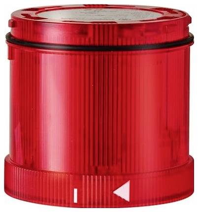 Red cylindrical warning light lens with a translucent ridged cover and black gasket, shown on a white background.