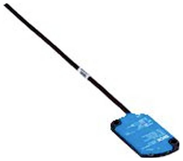 Blue floor squeegee with a long black handle, shown on a white background.