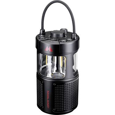 Black Midland portable lantern with top handle and clear light chamber<br>