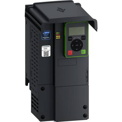 Black Schneider Electric Altivar drive with LCD keypad, status lights, and control buttons.