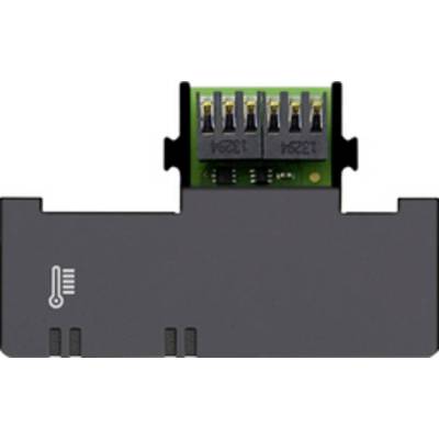 Gray electronic module with a small green circuit board and six-pin connector exposed at the top.<br>