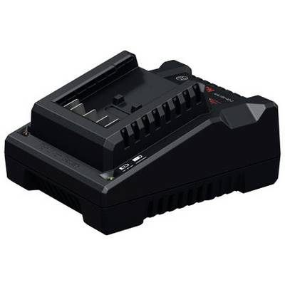 Black battery charger dock with a single battery slot and status indicator lights<br>