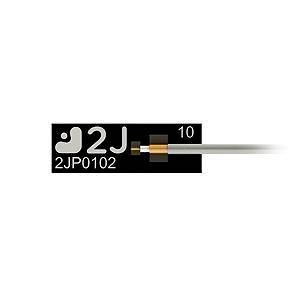 Close-up of a small black electronic component labeled '2JP0102' and '10', with a wire attached on the right.