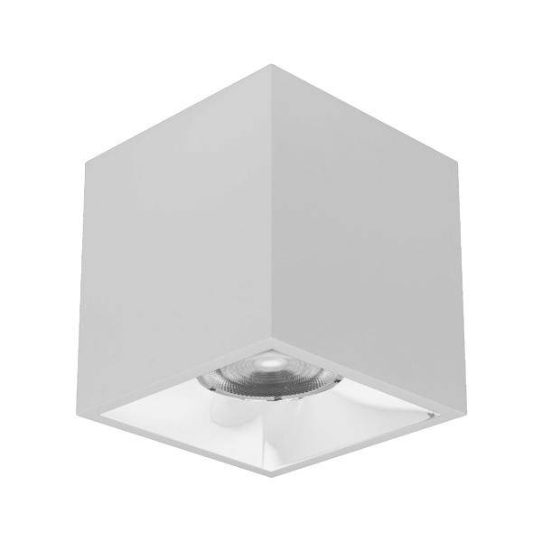 White cube ceiling light fixture with a recessed bulb, shown on a plain white background.