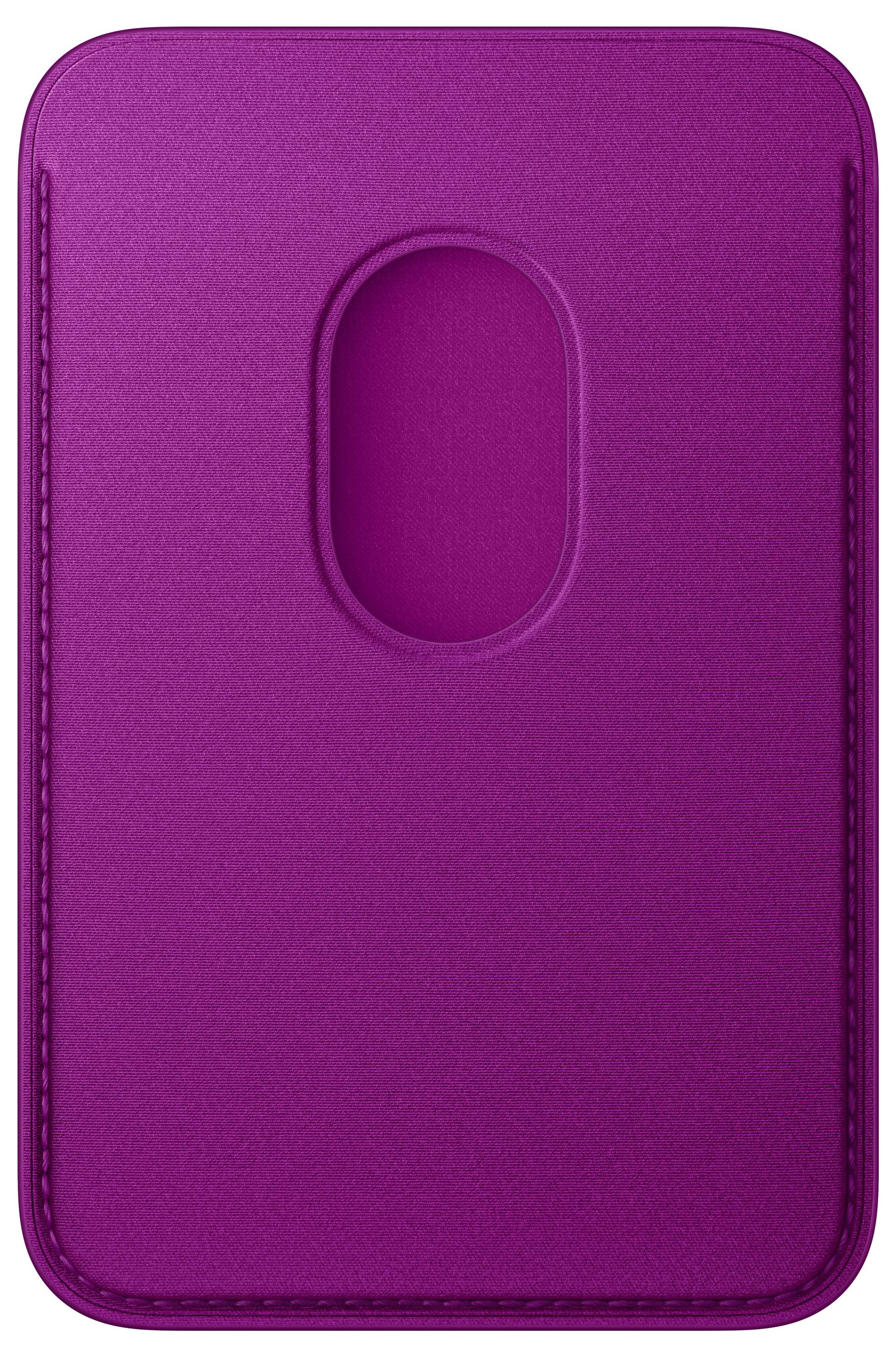 Magenta zippered tablet sleeve or case with a central oval handle cutout, shown front view on a white background.