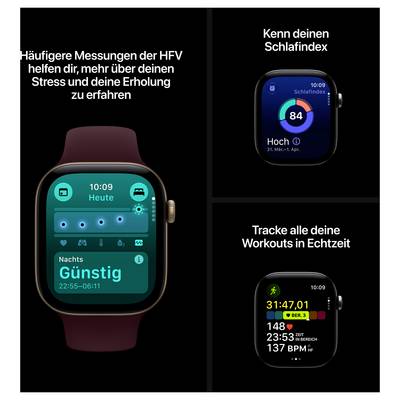Advertisement for a Smartwatch: displays sleep index, heart rate variability measurements, real-time workout tracking and night sleep mode.
