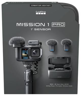 GoPro MISSION 1 PRO Creator Edition Action camera 8K, Bluetooth, Wi-Fi, Touchscreen, Time Lapse, Image stabilizer, Dual screen, GPS, Interval shooting, incl. tripod