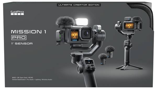 GoPro MISSION 1 PRO Ultimate Creator Edition Action camera 8K, Bluetooth, Wi-Fi, Touchscreen, Time Lapse, Image stabilizer, Dual screen, GPS, Interval shooting, incl. tripod