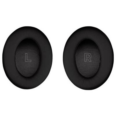 Black over-ear headphone ear cushions labeled 'L' and 'R' for left and right sides.