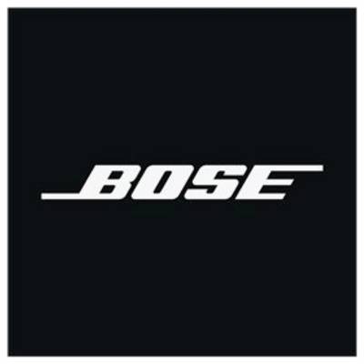 White BOSE logo centered on a black background.