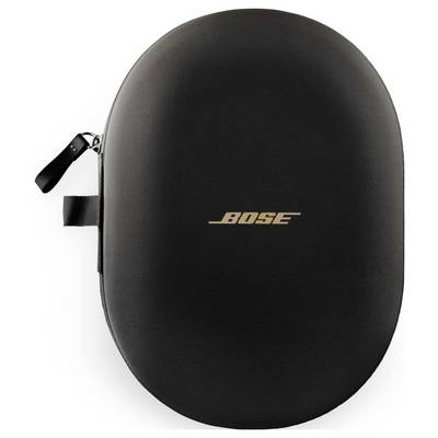 Black Bose hard-shell carrying case with a zipper pull and side strap, shown on a white background.