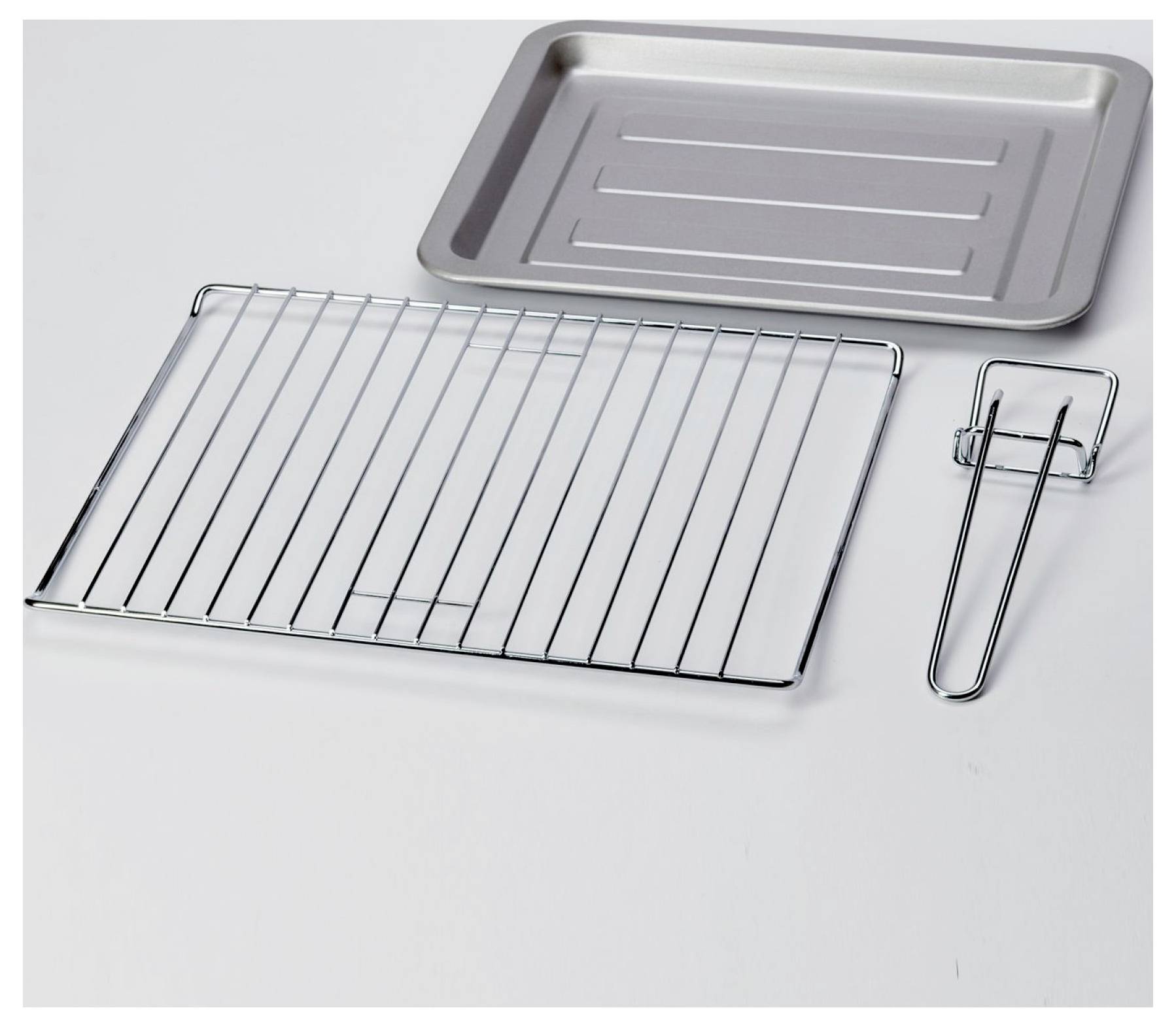 Wire cooling rack, baking tray, and roasting rack on a white background<br>