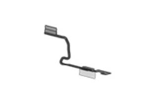 Simple black line diagram of a bent metal rod or wire with two small attached rectangular tabs, shown on a white background.