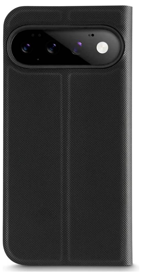 Black textured smartphone case with an oval rear camera cutout and flash opening at the top.<br>