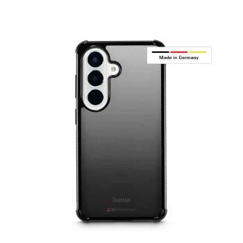 Black smartphone case shown from the back, with a triple-camera cutout and a 'Made in Germany' label.