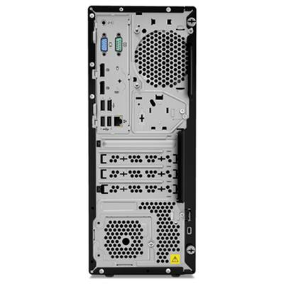 Rear view of a desktop computer tower showing external ports, expansion slots, and cooling vents.