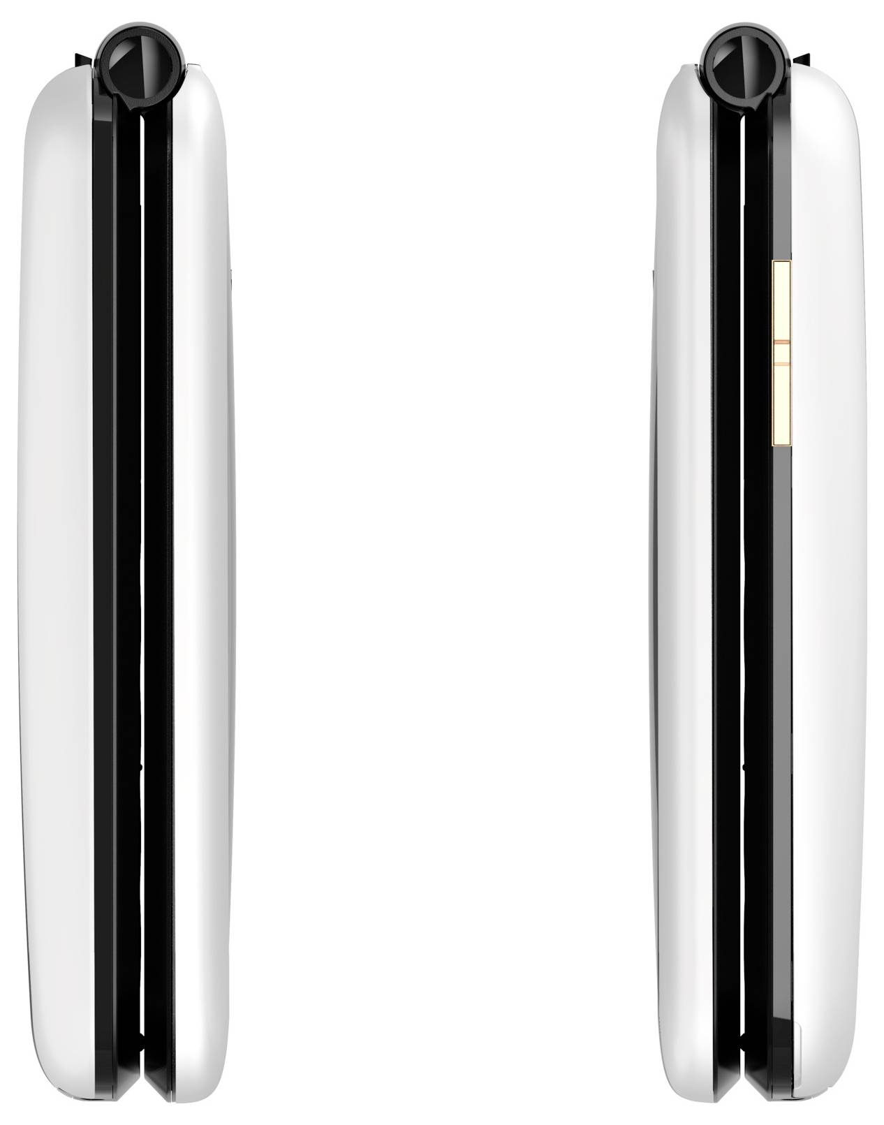 Side view of a sleek silver-and-black hair straightener, shown closed on the left and partially open on the right with a lit indicator panel.<br>